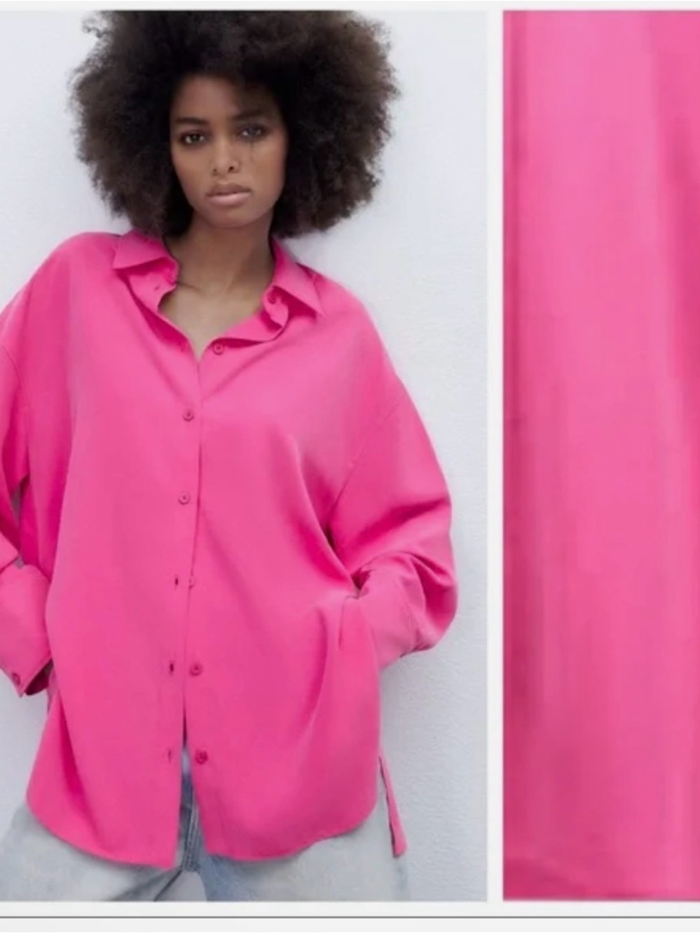 Zara Fuchsia Oversized Button-Down Shirt